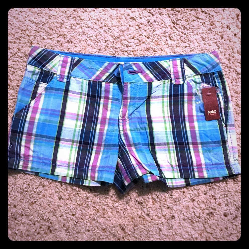Plaid knit shorts